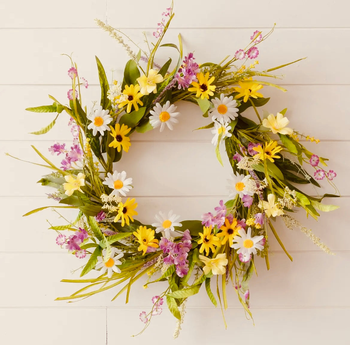 Yellow Daisy Spring Mix Wreath 12" (inside)