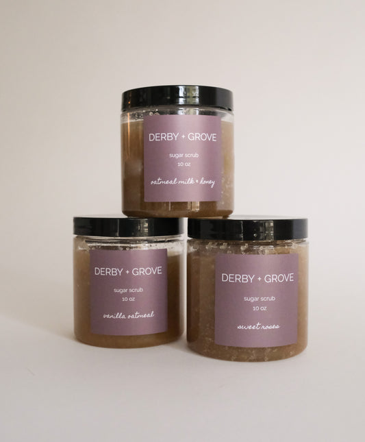 DERBY + GROVE Handmade Natural Sugar Scrubs 10oz Jar