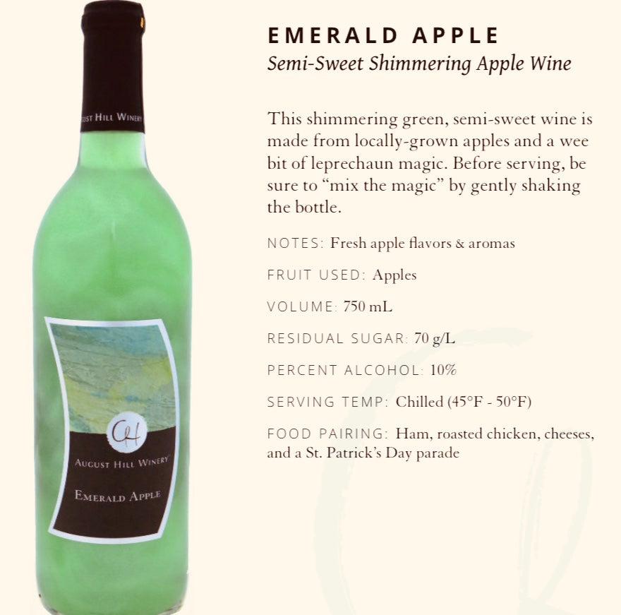 August Hill Emerald Apple Semi-Sweet Shimmerin Apple Wine (available for store pickup only)