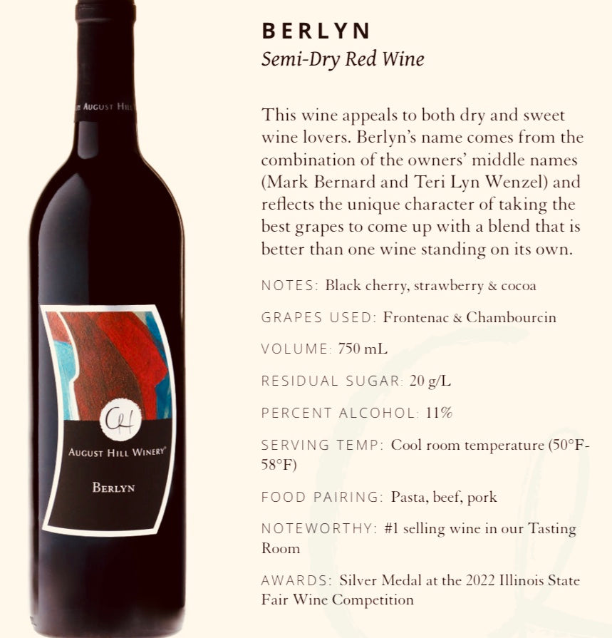 August Berlyn Semi-Dry Red Wine (available for store pickup – Marketplace