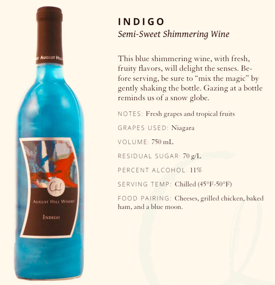 August Hill Indigo Semi-Sweet Shimmering Wine (available for store pickup only)