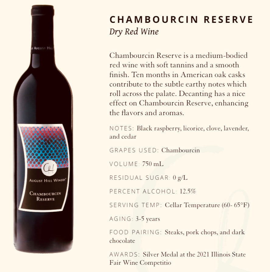 August Hill Chambourcin Dry Red Wine (available for store pickup only)