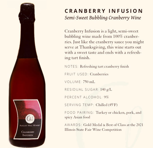 August Hill Cranberry Infusion Semi-Sweet Bubbling Cranberry Wine (available for store pickup only)