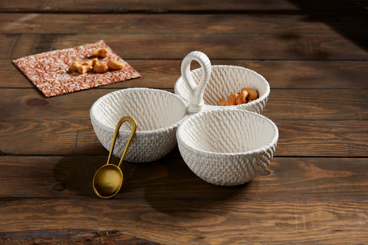 Woven Ceramic Triple Dip Set