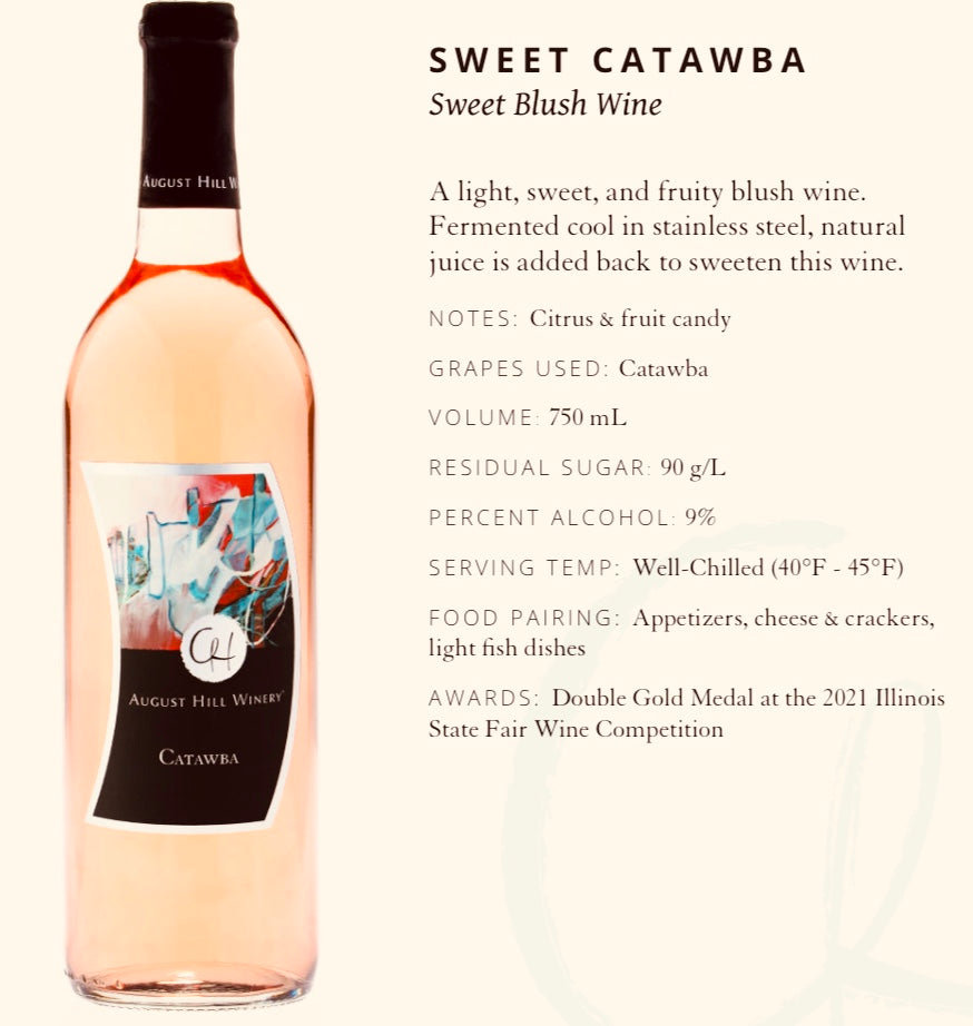 August Hill Sweet Catawba Sweet Rose Wine (available for store pickup only)