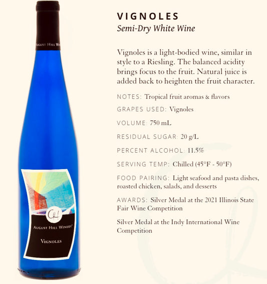 August Hill Vignoles Semi-Dry White Wine (available for store pickup only)