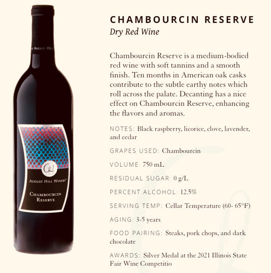 August Hill Chambourcin Reserve Dry Red Wine (available for store pickup only)