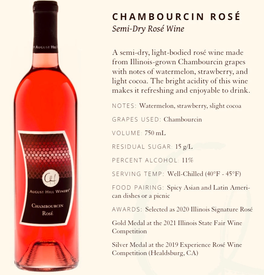 August Hill Chambourcin Semi-Dry Rose Wine (available for store pickup only)