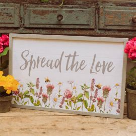 SPREAD THE LOVE SIGN, 13"L X 20"H, WOOD