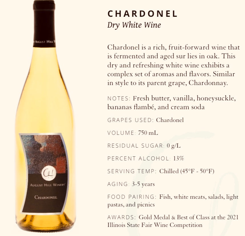 August Hill Chardonel Dry White Wine (available for store pickup only)