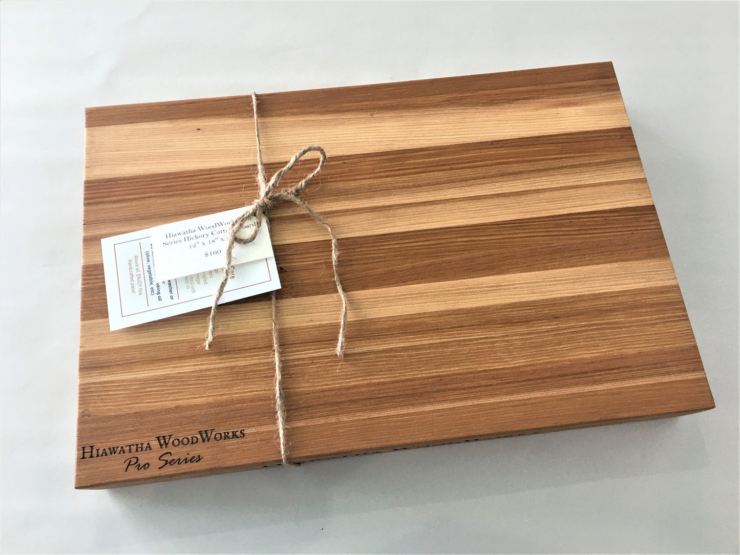 Hiawatha WoodWorks Pro Series Hickory Cutting Board 12″ x 18″ x 2″
