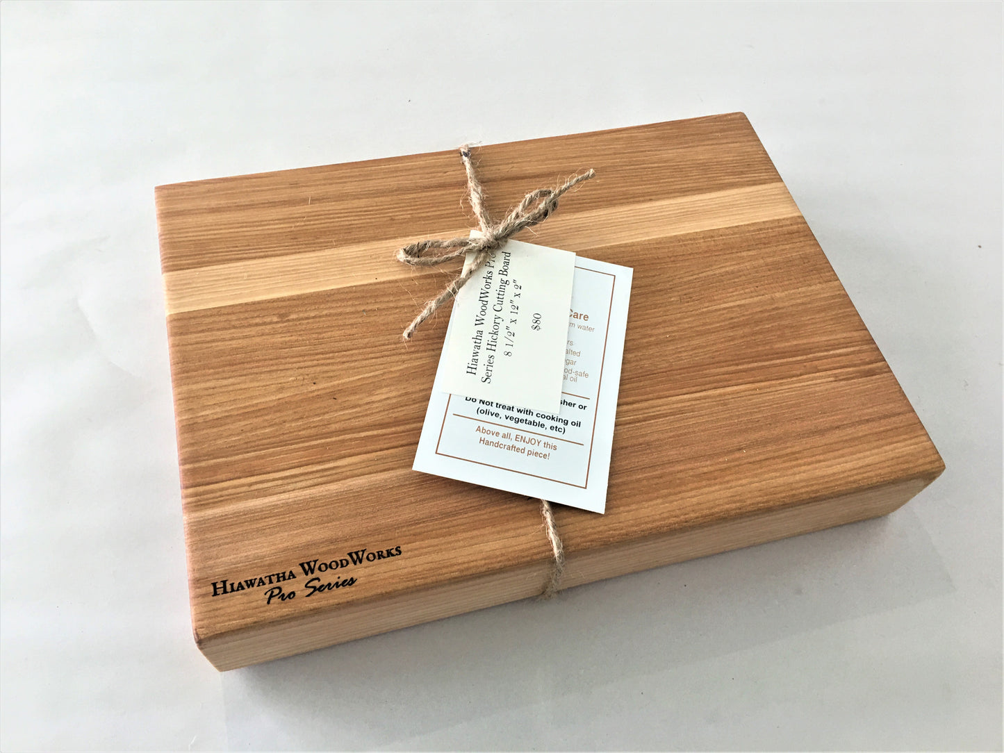 Hiawatha WoodWorks Pro Series Hickory Cutting Board 8 1/2″ x 12″ x 2″