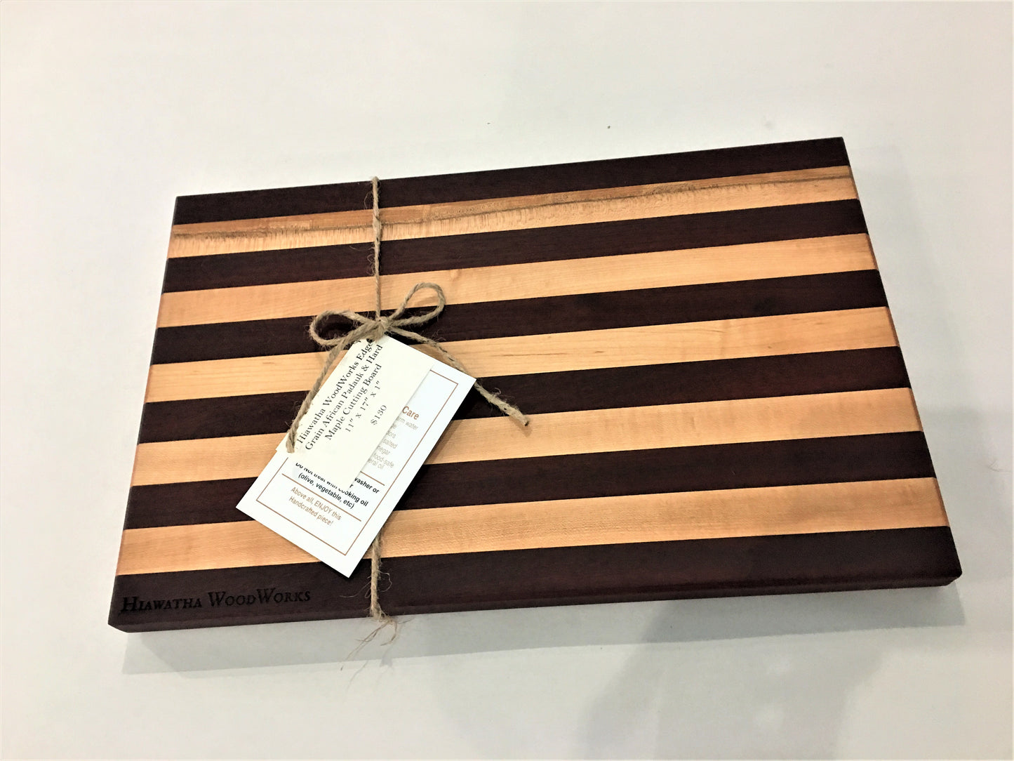 Hiawatha WoodWorks Edge Grain African Padauk & Hard Maple Cutting Board 11″ x 17″ x 1″