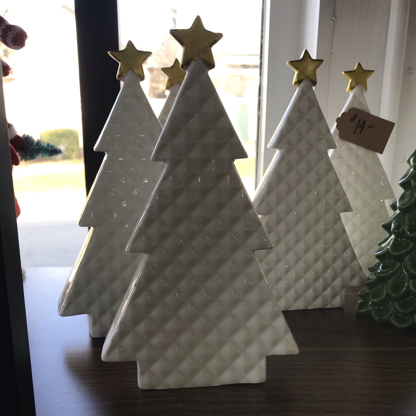 White Ceramic Tree with Gold Star