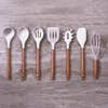 Utensil Set (7 Piece) - Beechwood and White Silicone